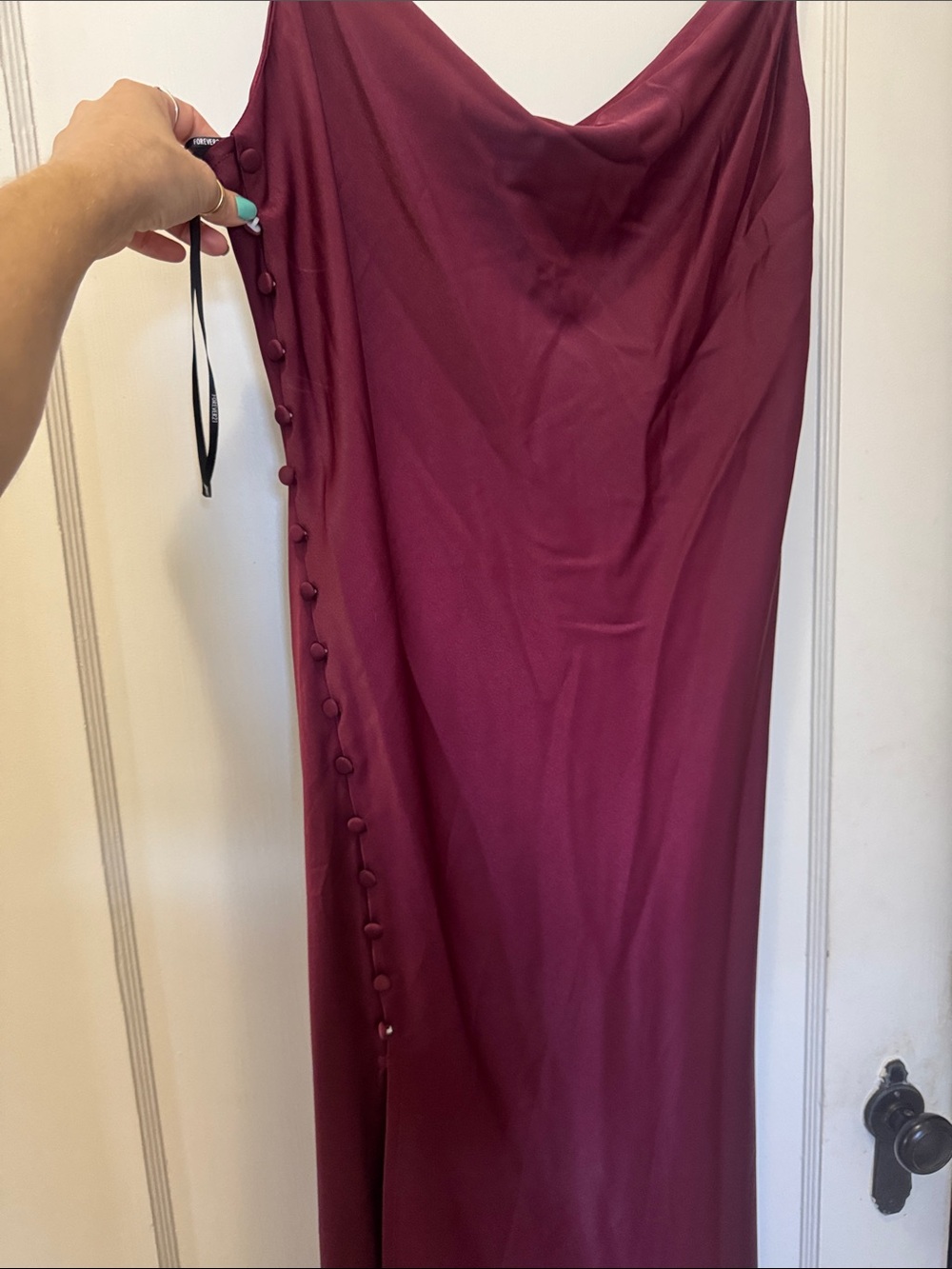 Forever 21 Wine Cowl Neck Slip Dress with Side Button Detail